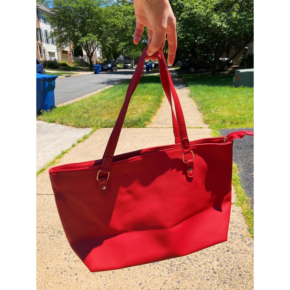 RED leather bag